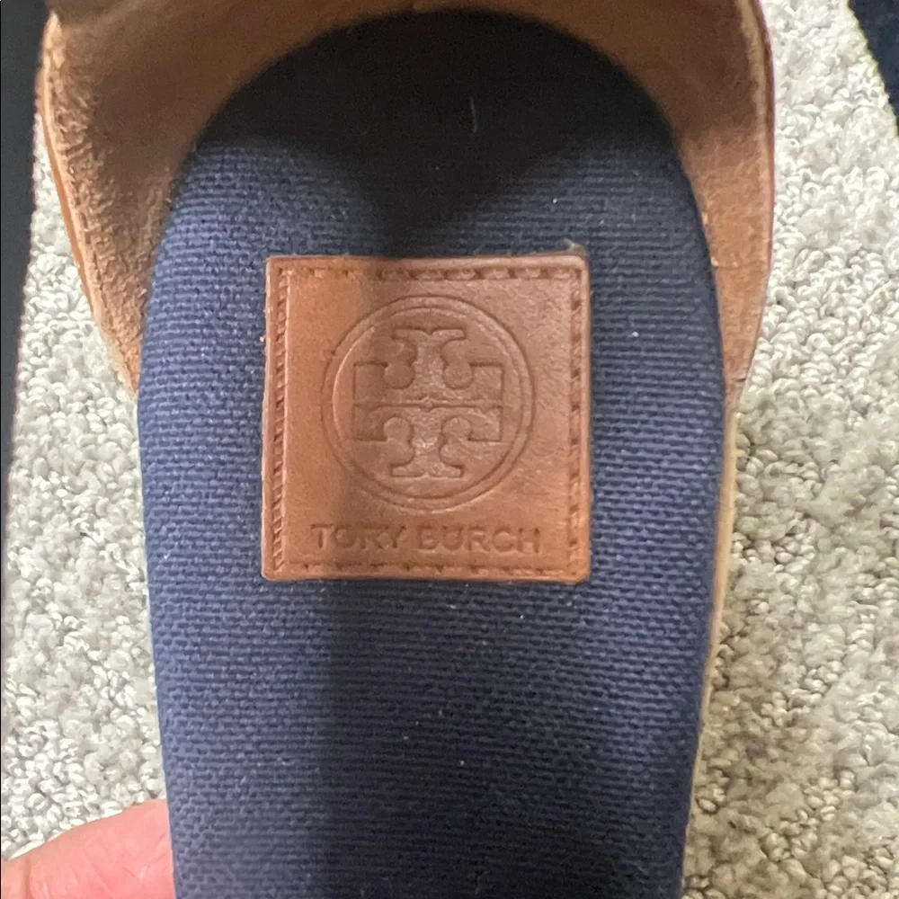 Tory Burch Natanya Wedge Espadrille Sandals Navy Blue